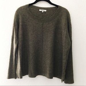 Madewell Army Olive Green Waffle Knit Sweater